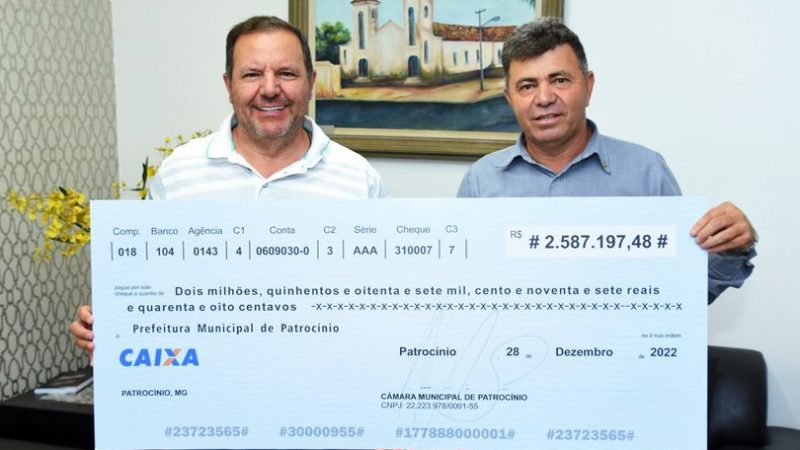 CÂMARA MUNICIPAL DEVOLVE MAIS DE DOIS MILHÕES E MEIO DE REAIS À PREFEITURA