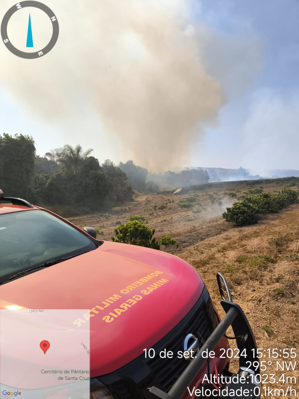 Corpo de Bombeiros Atua em Incêndio de Grande Proporção em Vegetação em Pântano de Coromandel