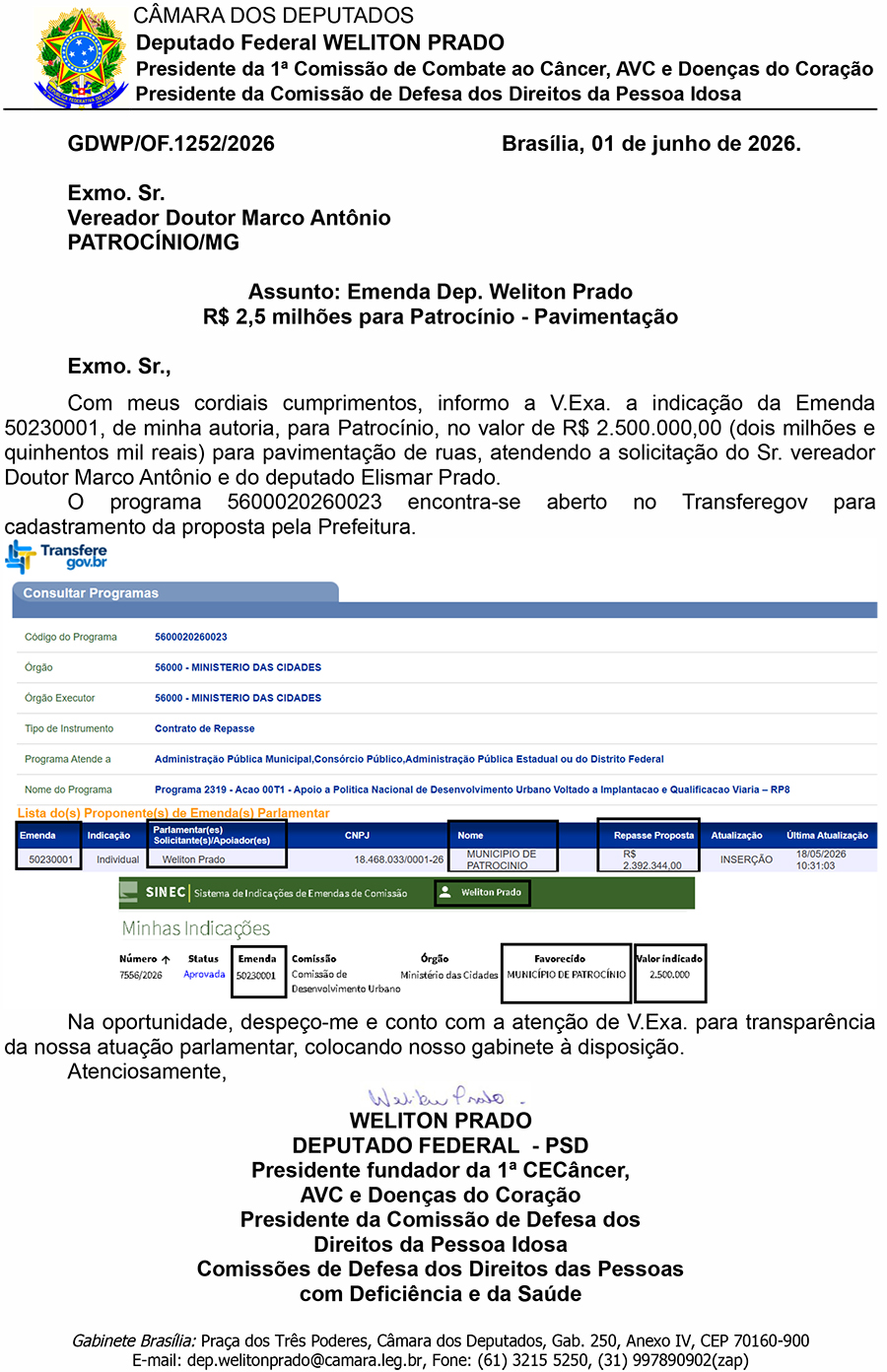 Vereador Dr. Marco Antônio viabiliza R$ 2,5 milhões para pavimentação da estrada da Comunidade de Dourados 2 DrMarco DepWeliton